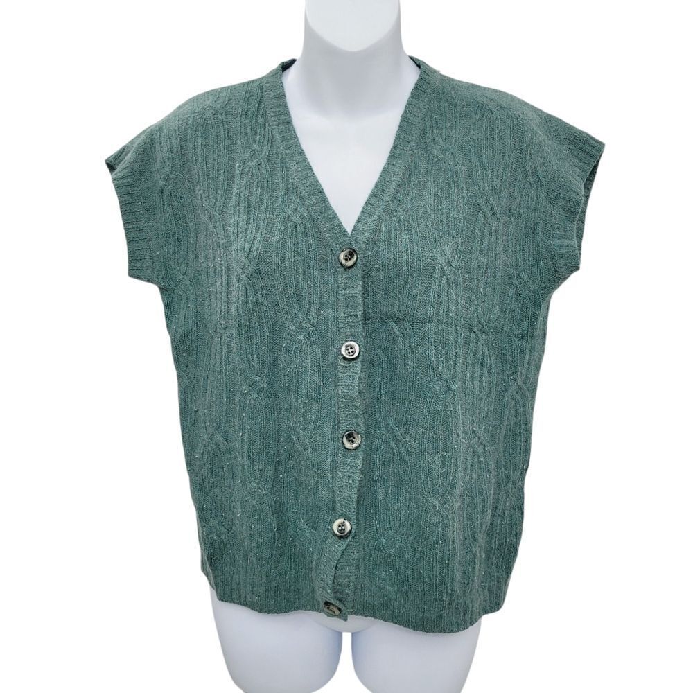 2/$20 Vintage 90s Green Buttons Down Cardigan Sweater Top Size: Large